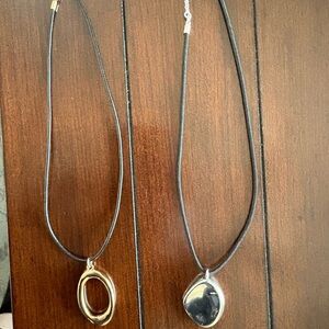 Ann Taylor Gold and Silver Oval Pendant Necklaces
